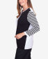 Women's World Traveler Colorblock Striped Sleeve Sweater with Necklace