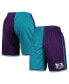 Фото #2 товара Men's Teal, Purple Charlotte Hornets Hardwood Classics 1999 Split Swingman Shorts