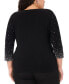 Фото #2 товара Plus Size Surplice V-Neck Beaded-Sleeve Knit Top