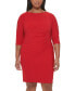 Plus Size Hardware-Trimmed Side-Pleated Dress