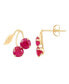 Lab-Grown Ruby (1-1/3 ct. t.w.) Button Cherry Leaf Earrings in 10k Yellow Gold