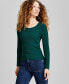 Фото #1 товара Women's Ribbed Scoop-Neck Long-Sleeve Top, Created for Macy's