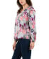 Women's Print Satin Like Top with Ruffle Shoulder Detail