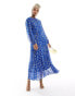 Never Fully Dressed metallic long sleeve maxi dress in cobalt Kobaltblau-Metallic, 34 - фото #1