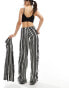 Фото #5 товара ONLY wide leg trousers in black and white stripe