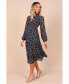 Women's Edwina Shirred Frill Long Sleeve Midi Dress