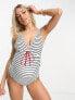 Фото #4 товара Mamalicious Maternity swimsuit in blue and white stripe