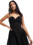 Extro & Vert Petite strappy maxi corset dress in black