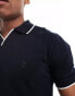 French Connection trophy tipped neck polo in navy