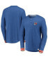 Fanatics Men's Heathered Blue New York Rangers True Classics Henley Long Sleeve T-Shirt