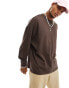 ASOS Crooked Tongues oversized premium long sleeve t-shirt in brown with cartoon back print