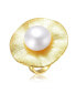 Фото #1 товара Sterling Silver 14K Gold Plated with Genuine Freshwater Pearl Floral Ring