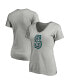 Фото #1 товара Women's Heathered Gray Seattle Mariners Core Official Logo V-Neck T-shirt
