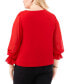 Фото #2 товара Plus Size Blouson-Sleeve V-Neck Blouse