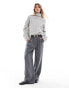 Selected Femme Oversized knitted cuffed roll neck jumper in grey melange