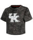 Women's Black Distressed Kentucky Wildcats Vintage-Like Wash Milky Silk Cropped T-shirt