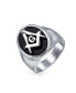 ფოტო #1 პროდუქტის Square Compass Black Oval Mens Signet Freemason Masonic Ring For Men Stainless Steel
