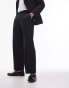 Фото #2 товара Topman linen blend mix wide leg trouser in navy