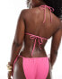 Weekday Breeze side tie bikini bottom in pink exclusive to ASOS