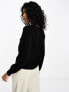 Vila v neck jumper with puff sleeves in black