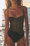 Draped swimsuit with tulle