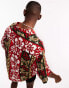 ASOS DESIGN dropped shoulder oversized revere shirt in red hawaiian floral print