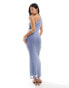 Фото #3 товара ASOS DESIGN Petite one shoulder mesh maxi dress in dusty blue