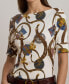 ფოტო #3 პროდუქტის Women's Print Stretch Cotton Boatneck Tee