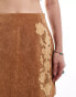 Reclaimed Vintage limited edition western suede skirt Коричневый, S - EU 36-38 - фото #4