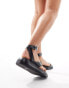 Stradivarius ankle strap sandal in black