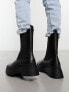 Bershka cleated sole chunky chelsea boots in black