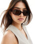 Pieces narrow oval sunglasses in tortoiseshell frame - фото #1