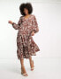 Фото #2 товара Pretty Lavish smock midaxi dress in brown abstract zebra print