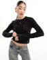 Фото #1 товара Vero Moda long sleeved crochet top in black