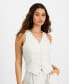 ფოტო #1 პროდუქტის Women's Linen-Blend Vest, Created for Macy's