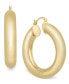 Фото #1 товара 18k Gold-Plated Medium Thick Hoop Earrings, 1.77"