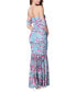 Фото #2 товара Women's Floral-Print Ruched Off-The-Shoulder Gown