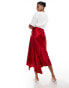 & Other Stories satin asymmetric panelled midi skirt in red