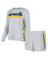 ფოტო #1 პროდუქტის Women's Gray Michigan Wolverines Cedar Tri-Blend Long Sleeve T-shirt and Shorts Sleep Set