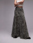 Topshop semi sheer godet maxi in mono animal geo print