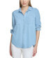 Women's Roll-Tab-Sleeve Button-Front Top