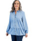 Фото #1 товара Women's Tiered Button-Front Chambray Shirt, Created for Macy's