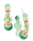 Gold-Tone Green Beaded Medium Hoop Earrings, 1.2", Created for Macy's