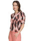 ფოტო #3 პროდუქტის Women's Voile Printed Puff-Shoulder Woven Crewneck Top