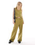 Фото #1 товара ASOS DESIGN low waist mensy tailored trousers in olive