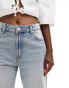 Фото #3 товара Bershka high waisted baggy wide leg jeans in dirty light wash blue