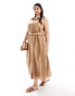 Forever New Curve sleeveless belted linen shirt dress in brown Коричневый, 50 - фото #1