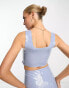 Commando co-ord faux patent leather crop top in pastel blue