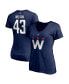 Фото #1 товара Women's Tom Wilson Navy Washington Capitals 2020/21 Alternate Authentic Stack Name and Number V-Neck T-shirt