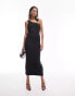 Topshop super soft shaping one shoulder slip dress in black